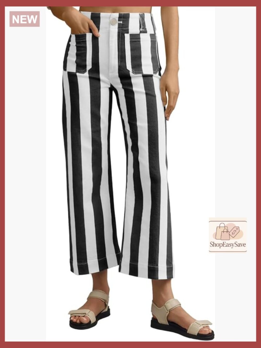 Striped Wide Leg Jeans High Waisted Stretchy Straight Leg Denim Pants with